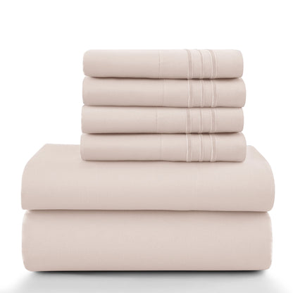 Lux Décor 6Pc Solid Sheet Set – Brushed Microfiber