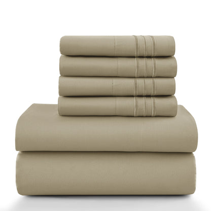 Lux Décor 6Pc Solid Sheet Set – Brushed Microfiber