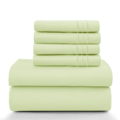 Lux Décor 6Pc Solid Sheet Set – Brushed Microfiber