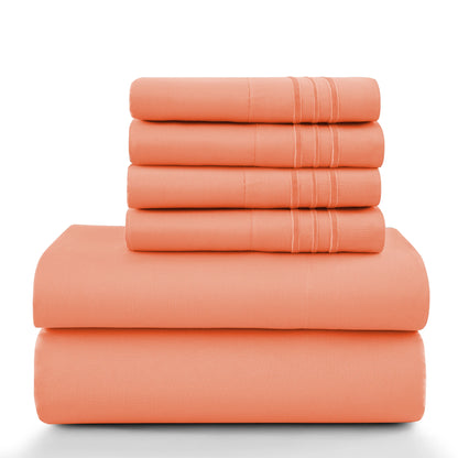 Lux Décor 6Pc Solid Sheet Set – Brushed Microfiber
