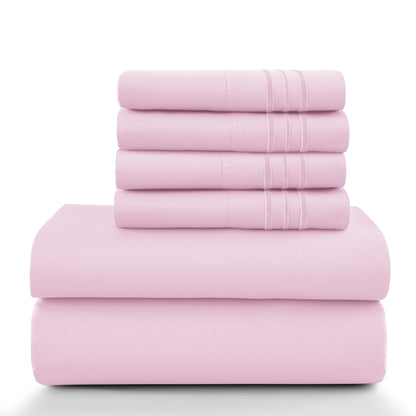 Lux Décor 6Pc Solid Sheet Set – Brushed Microfiber
