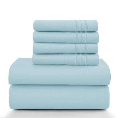 Lux Décor 6Pc Solid Sheet Set – Brushed Microfiber