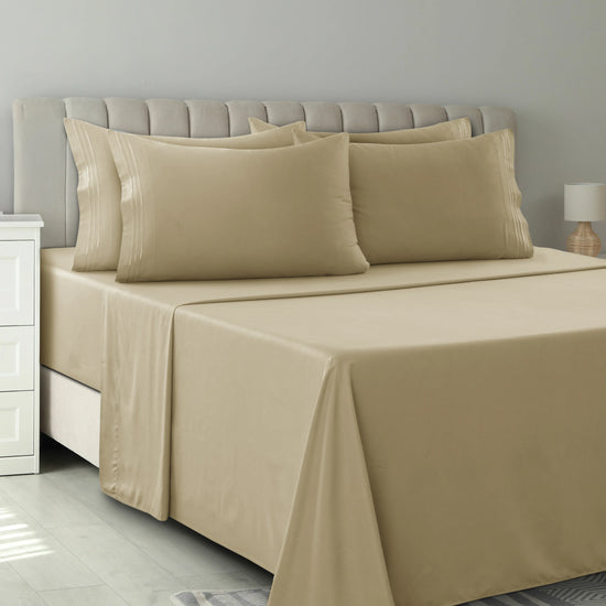 Lux Décor 6Pc Solid Sheet Set – Brushed Microfiber