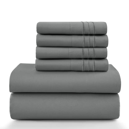 Lux Décor 6Pc Solid Sheet Set – Brushed Microfiber
