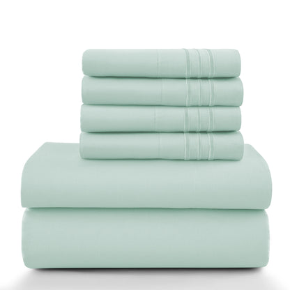 Lux Décor 6Pc Solid Sheet Set – Brushed Microfiber