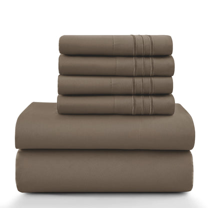 Lux Décor 6Pc Solid Sheet Set – Brushed Microfiber