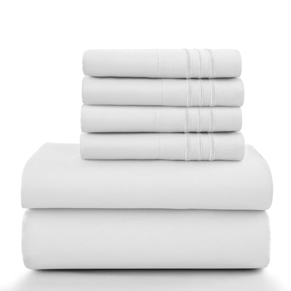Lux Décor 6Pc Solid Sheet Set – Brushed Microfiber