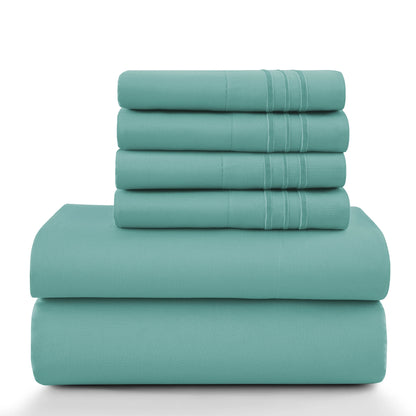 Lux Décor 6Pc Solid Sheet Set – Brushed Microfiber