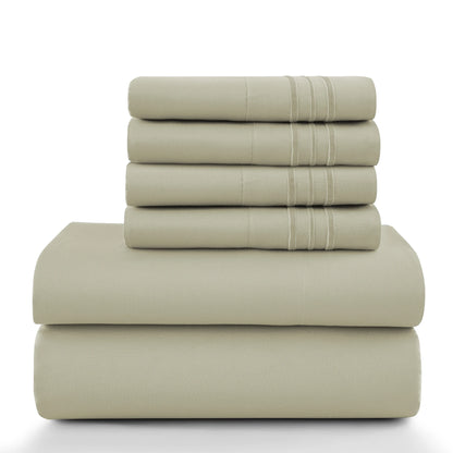 Lux Décor 6Pc Solid Sheet Set – Brushed Microfiber