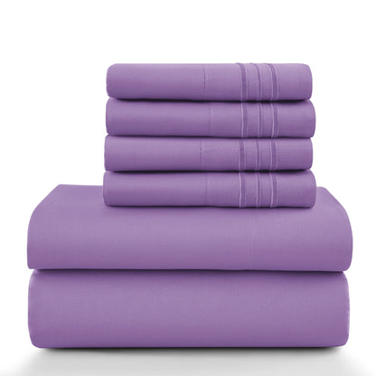 Lux Décor 6Pc Solid Sheet Set – Brushed Microfiber