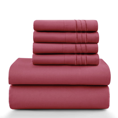 Lux Décor 6Pc Solid Sheet Set – Brushed Microfiber