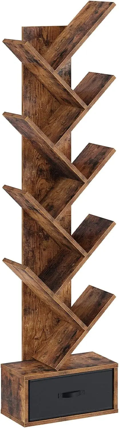7 Tier Tree Bookshelf  Drawer Storage Rack