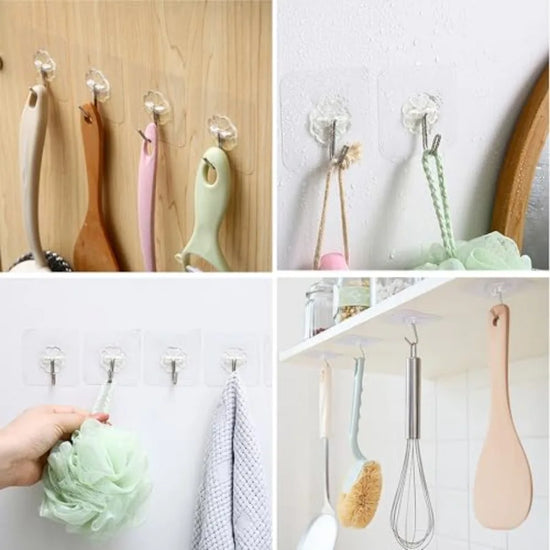 28 Pack Clear Adhesive Wall Hooks
