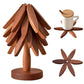Natural Foldable Black Walnut Wooden Trivet Set