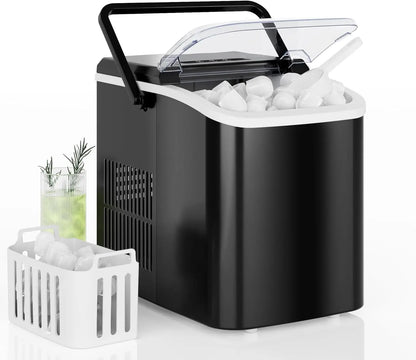 Portable Countertop Ice Maker, Self-Cleaning & Quiet