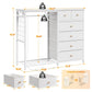49.2" W White Dresser for Bedroom with Hanging Rack