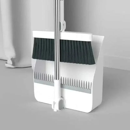Foldable Broom and Dustpan Set, Compact Wall Mountable with Extra Stiff Bristles for Easy Storage & Cleaning