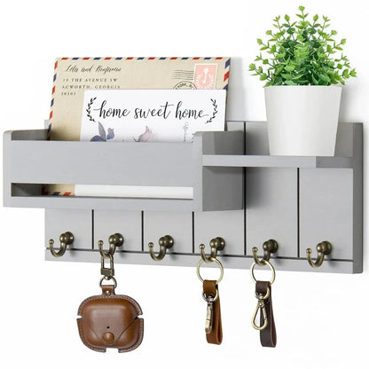 Wall Mounted Decorative Key Rack And Mail Organizer