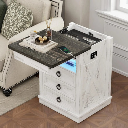 Bedside Table with Charging Station and Human Body Senor