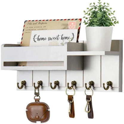 Wall Mounted Decorative Key Rack And Mail Organizer