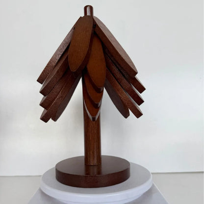 Natural Foldable Black Walnut Wooden Trivet Set