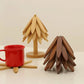 Natural Foldable Black Walnut Wooden Trivet Set