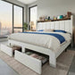 Bed Frame with 2 Storage Drawers/2-Tier Shelves, LED Lights & Charging Station