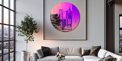 26‘’ Round Mirror Tinted Modern Art Rainbow Wall