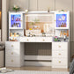 Makeup Vanity with Charging Station, Sliding Drawers