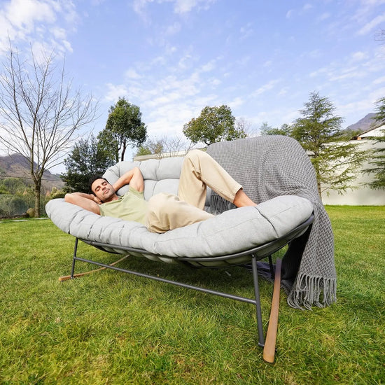 Oversized Papasan Rocking Chair for 2 with E-Coated Steel Frame and Thick Cushion