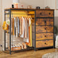 49.2" W White Dresser for Bedroom with Hanging Rack