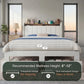 Bed Frame with 2 Storage Drawers/2-Tier Shelves, LED Lights & Charging Station