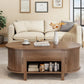 43.3" Oval Lift Top Coffee Table with Hidden Compartment