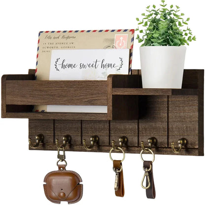 Wall Mounted Decorative Key Rack And Mail Organizer