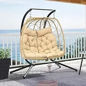 2 Person Hanging Egg Swing Chair with Stand