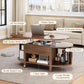 43.3" Oval Lift Top Coffee Table with Hidden Compartment