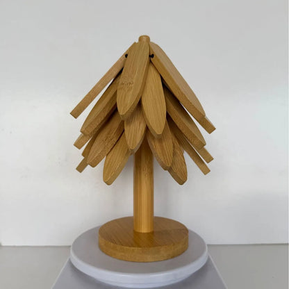 Natural Foldable Black Walnut Wooden Trivet Set