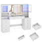 Makeup Vanity with Charging Station, Sliding Drawers