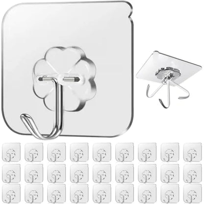 28 Pack Clear Adhesive Wall Hooks
