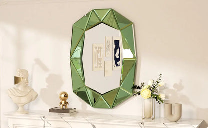 Stylish Irregular Silver Glass Wall Mirror with Beveled Diamond Edge