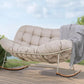 Oversized Papasan Rocking Chair for 2 with E-Coated Steel Frame and Thick Cushion