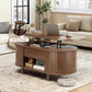 43.3" Oval Lift Top Coffee Table with Hidden Compartment
