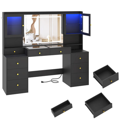 Makeup Vanity with Charging Station, Sliding Drawers